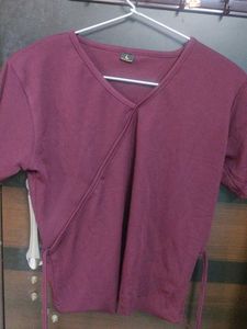 Burgundy Wrap Top - Size L