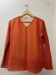 Striped Orange Tunic Top