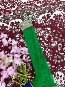 GREEN COLOUR GOWN WITH DUPATTA AND PAN &amp; FREEBIE