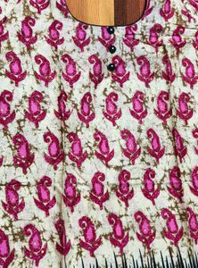 Women Thread Mirror Embroidered Cotton Print Suit