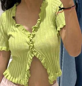 Lime Ruffle Knit Top