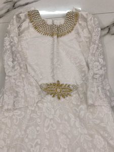 Elegant White Lace Ethnic Gown