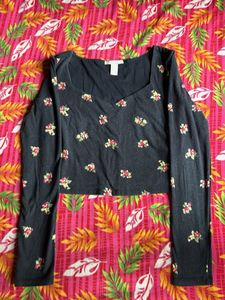 Floral Long Sleeve Cropped Top