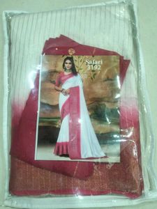 Safari pink Silk saree with blouse Piece
