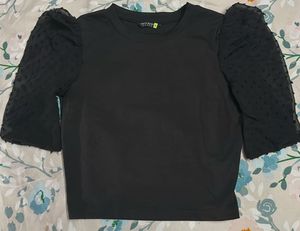 Black Puff Sleeve Top