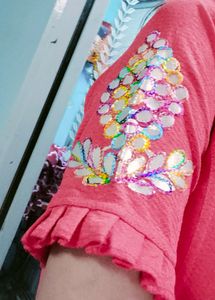 Stretchable Red Colour Blouse Multicolour Work