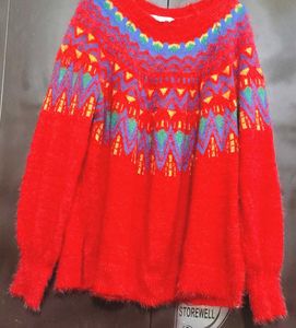 Red🔴 Sweater Multi Printed For 50 Bust