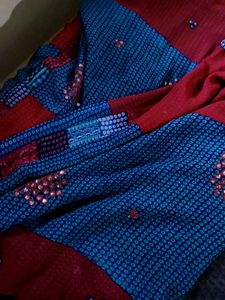 Green And Maroon Bandhani Style Saree