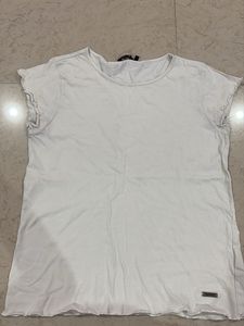 Roadster White Ruffle Sleeve T-Shirt