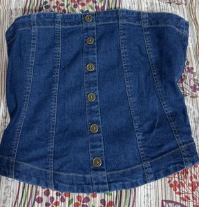 Denim Button Tube Top