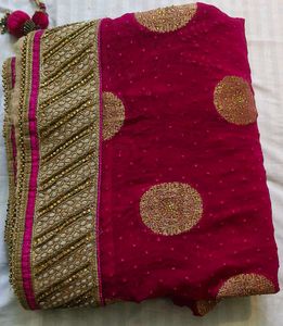 Elegant Pink and golden heavy saree