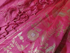 Pink Floral Banarasi Saree