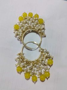 Boho Yellow Beaded Hoop Earrings