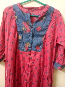 Pink Floral Print Kurti