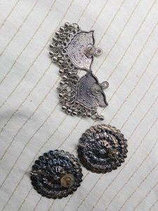 Oxidized Silver Earring Set