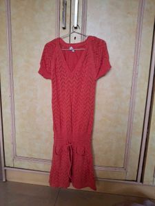 Coral Knit Mini Dress
