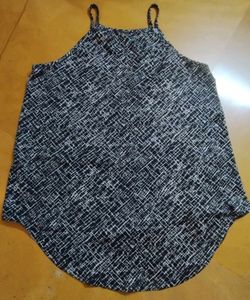 High low monochrome print top