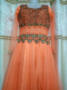 Coper Colour Embroidery Heavy Gown 😍✅