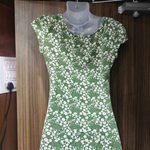 Green Floral Print Wrap Dress