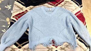 Light Blue Cropped Sweater