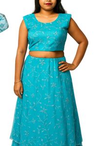 Aqua Blue Maxi Dress with Jacket