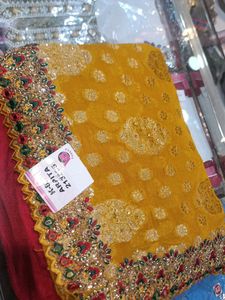 Yellow Embroidered Saree (Issue)