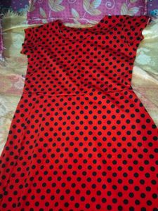 Black Dotted Red  Retro Type Dress