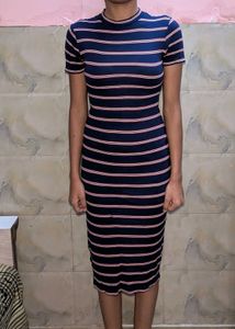 Striped Bodycon Midi Dress