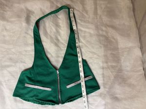 Beautiful Halter Green Zip-Up Top