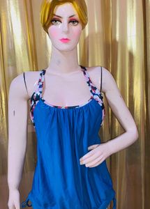 Blue Floral Tank Swimsuit