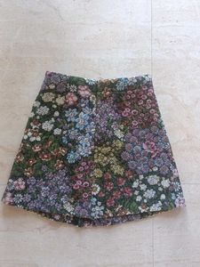 Zara Blossom Jacquard Print Mini Skirt