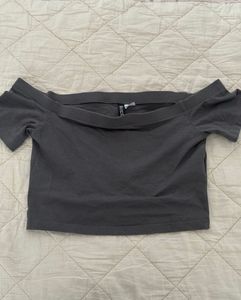 Gray Off-Shoulder Top