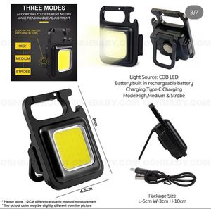 Keychain LED Light With Hook Type C Port