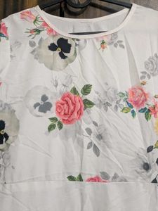 Floral Print White Kurta