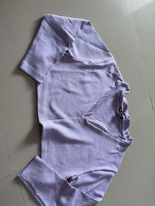 Purple V-Neck Long Sleeve Top