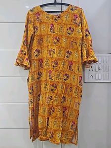 Yellow Floral Print Kurta