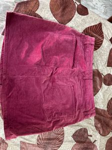 Burgundy Corduroy Mini Skirt