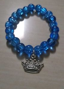 Blue Beaded Crown Bracelet