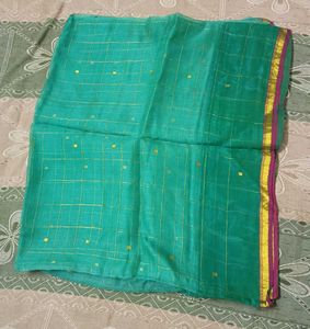 Green Checked Saree