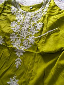 Lime Green Embroidered Kurta