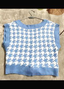 Blue Houndstooth Sweater Vest