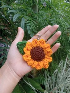 Sunflower Crochet Keychain
