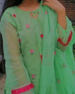 Kota Doria Embroidered Suit