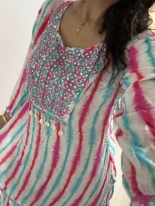 Ethnic Kurti Palazzo Set + Combo Belly