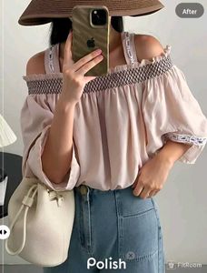 New With Tag Asthetic Korean Beige Trendy Top