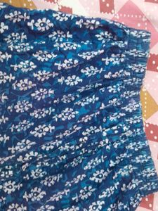 Blue Floral Print Maxi Skirt