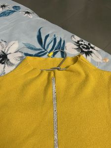 Yellow Rhinestone Detail Top
