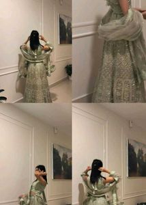 Elegant Mint Green Embroidered Lehenga