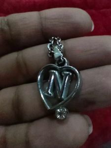 N Initial Silver Heart Chain