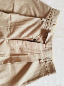 Beige Wide Leg Trousers